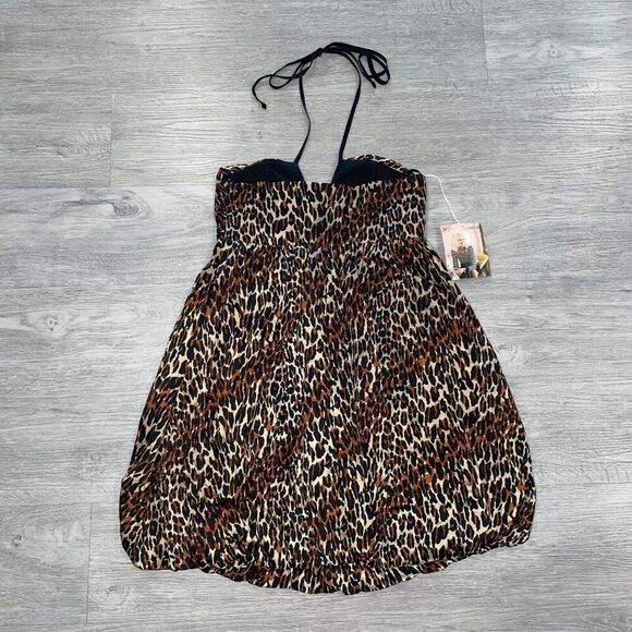 Vtg Betsey Johnson Black Label Women’s 10 Animal Print Dress Silk Mini Y2K NWT - Picture 2 of 16